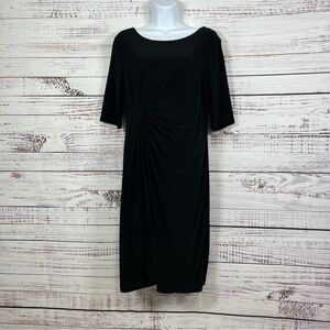 Dress Barn Black Ruched Elboe Sleeve Tulip Hem Formal Dress